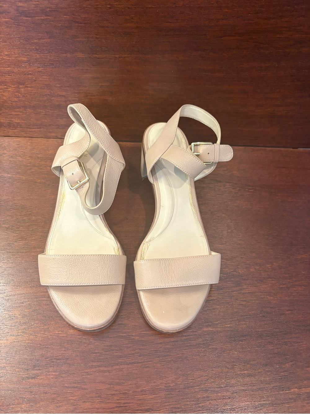 Cole Hahn Nude Ankle-Strap Leather Sandals